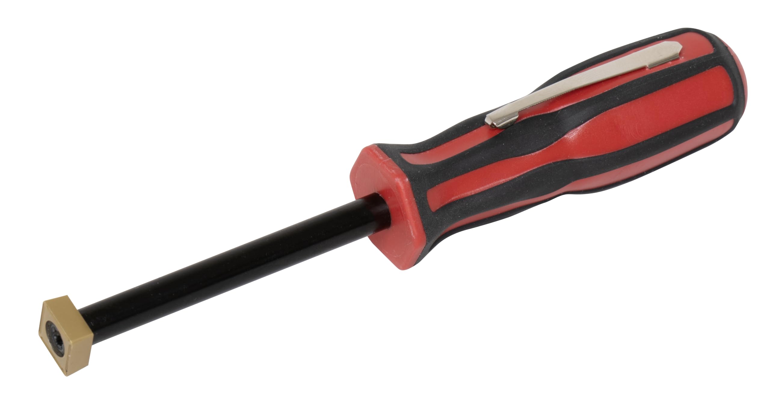 Lisle pocket carbide scraper front view shows compact 5-inch tool and pocket clip for easy carry