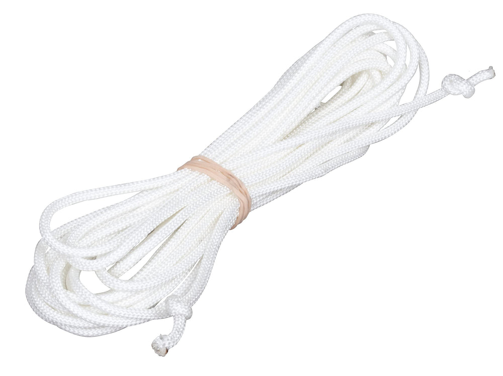 Lisle nylon rope close-up texture and diameter, demonstrates compatible 1/8 inch fit