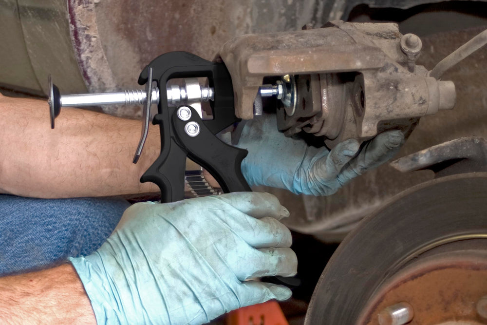 Lisle Speedy Brake Pad Spreader handle detail showing ergonomic grip for control