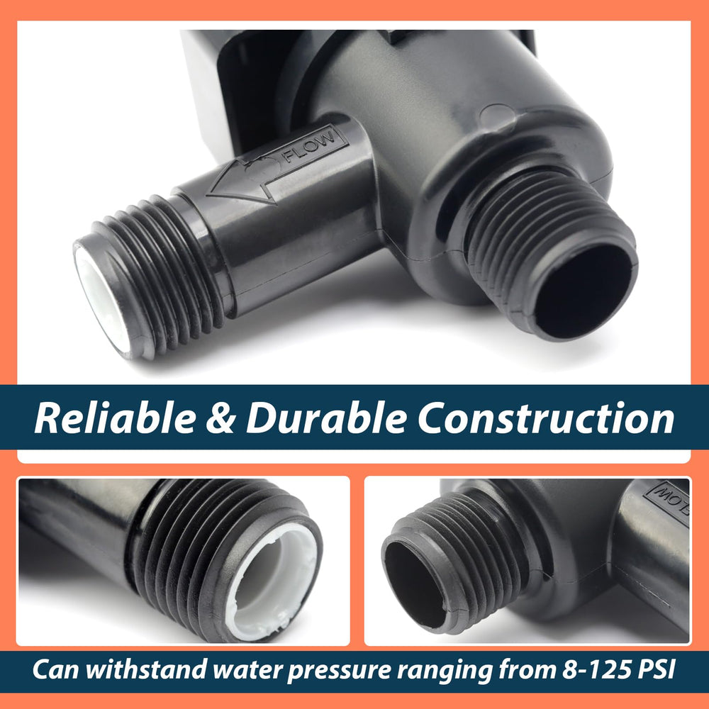 Lisnhlin check valve pressure rating label visible, assures 8–125 PSI capability