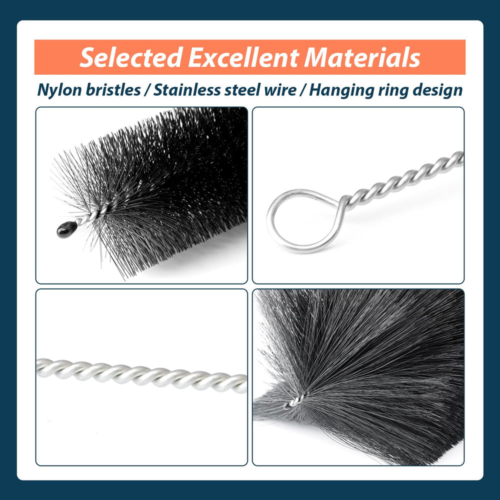 Lisnhlin brushes laid out to compare 10, 12, 18, and 34 inch lengths