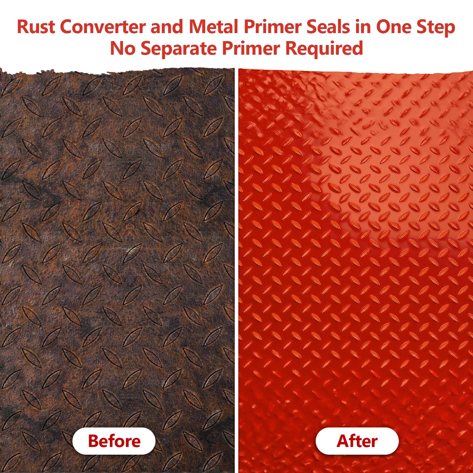 LISRUX being brushed onto corroded metal showing faster rust conversion benefit
