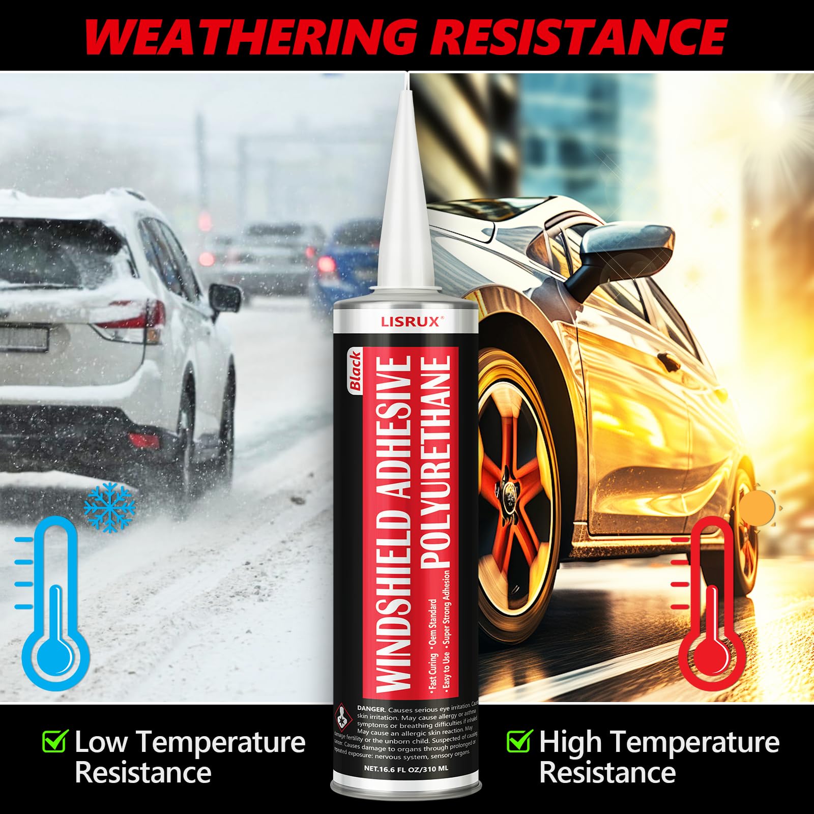 LISRUX sealed windshield on a vehicle demonstrating a clean, watertight finish and durability