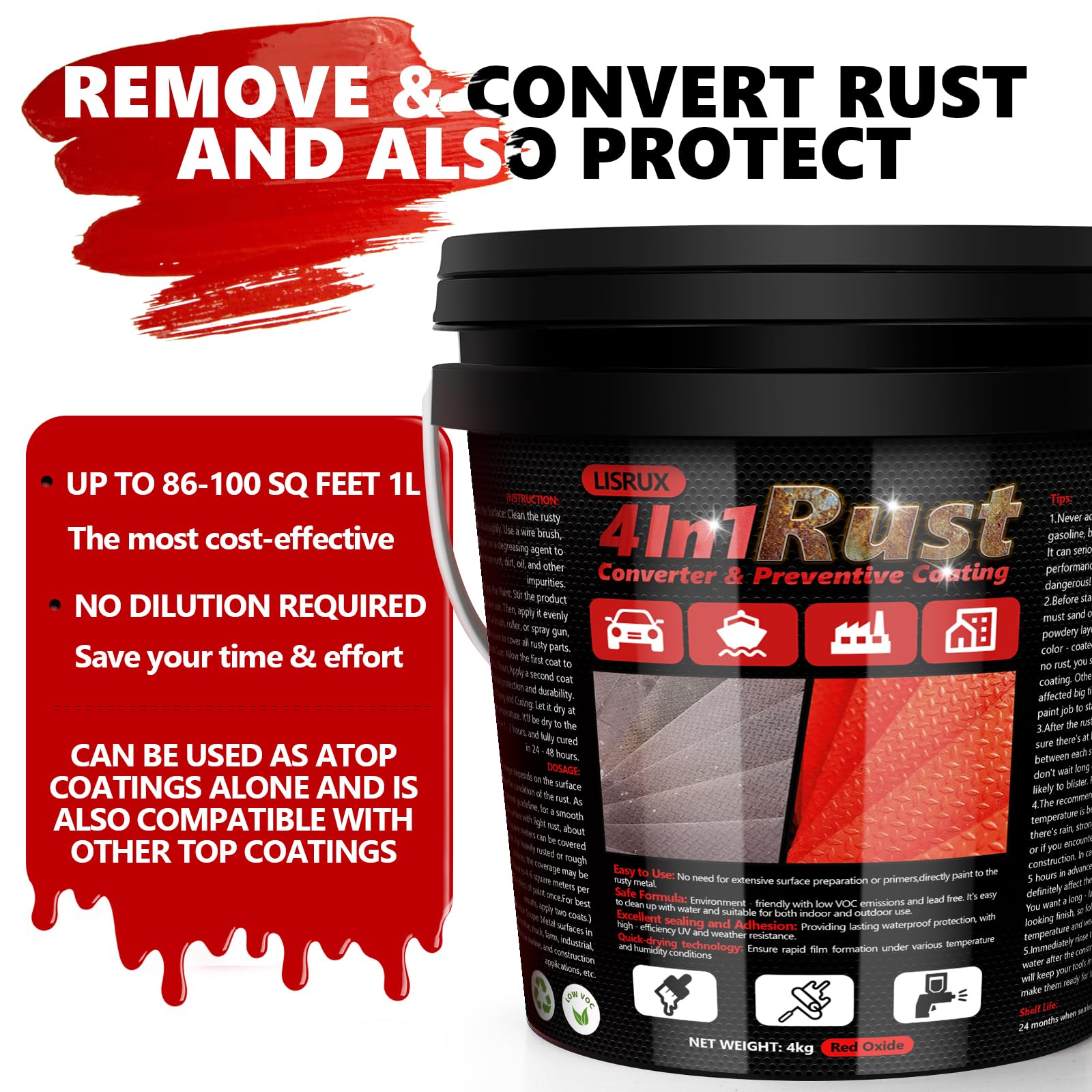 LISRUX rust converter texture closeup showing smooth consistency for easy brushing
