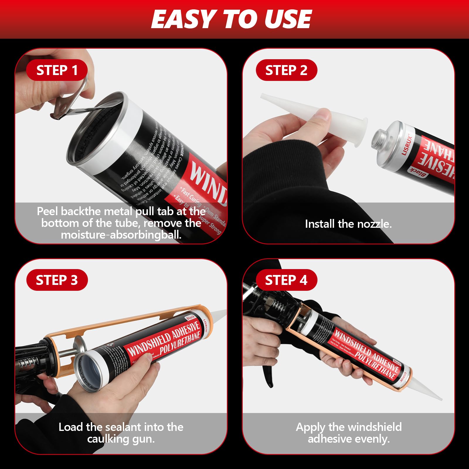 LISRUX sealant bead texture close-up showing smooth, non-sag finish and weather resistance