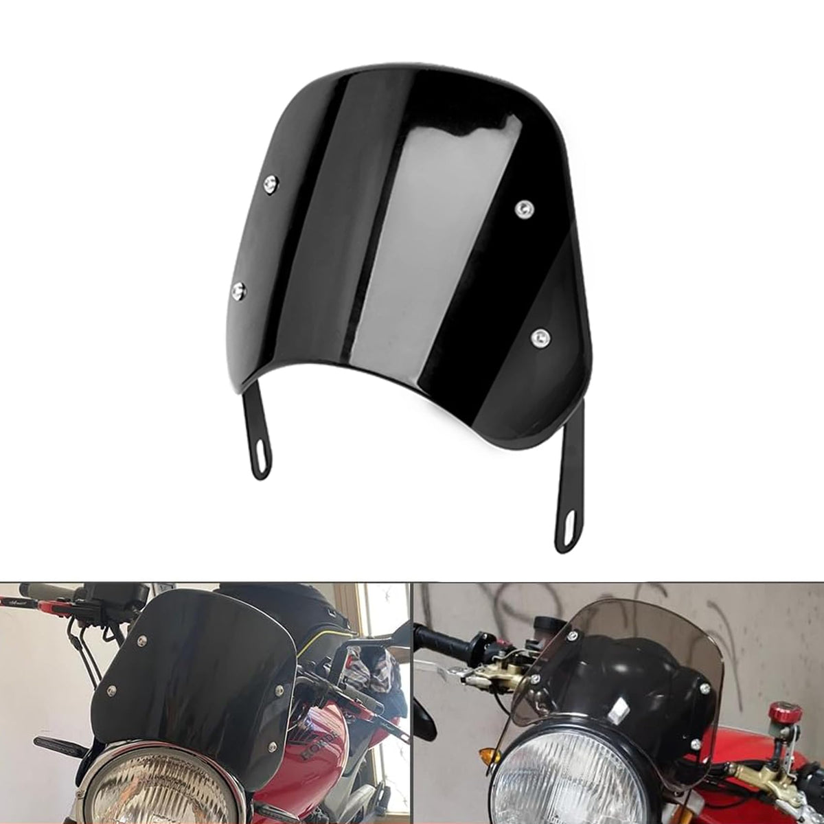 LisylineAuto front-mounted windscreen fitted to round headlight reduces windblast