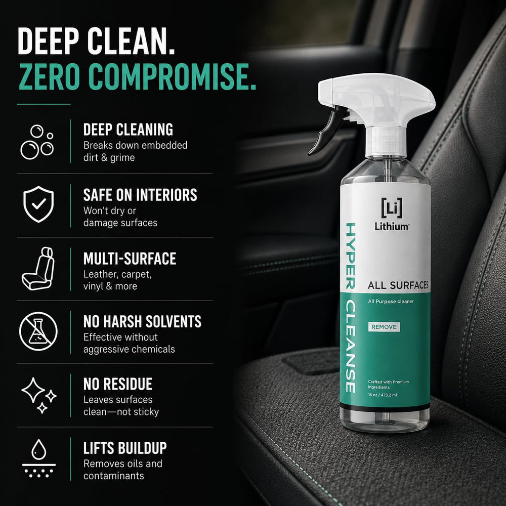 Lithium Auto Elixirs used inside car interior showing refreshed dashboard and seats