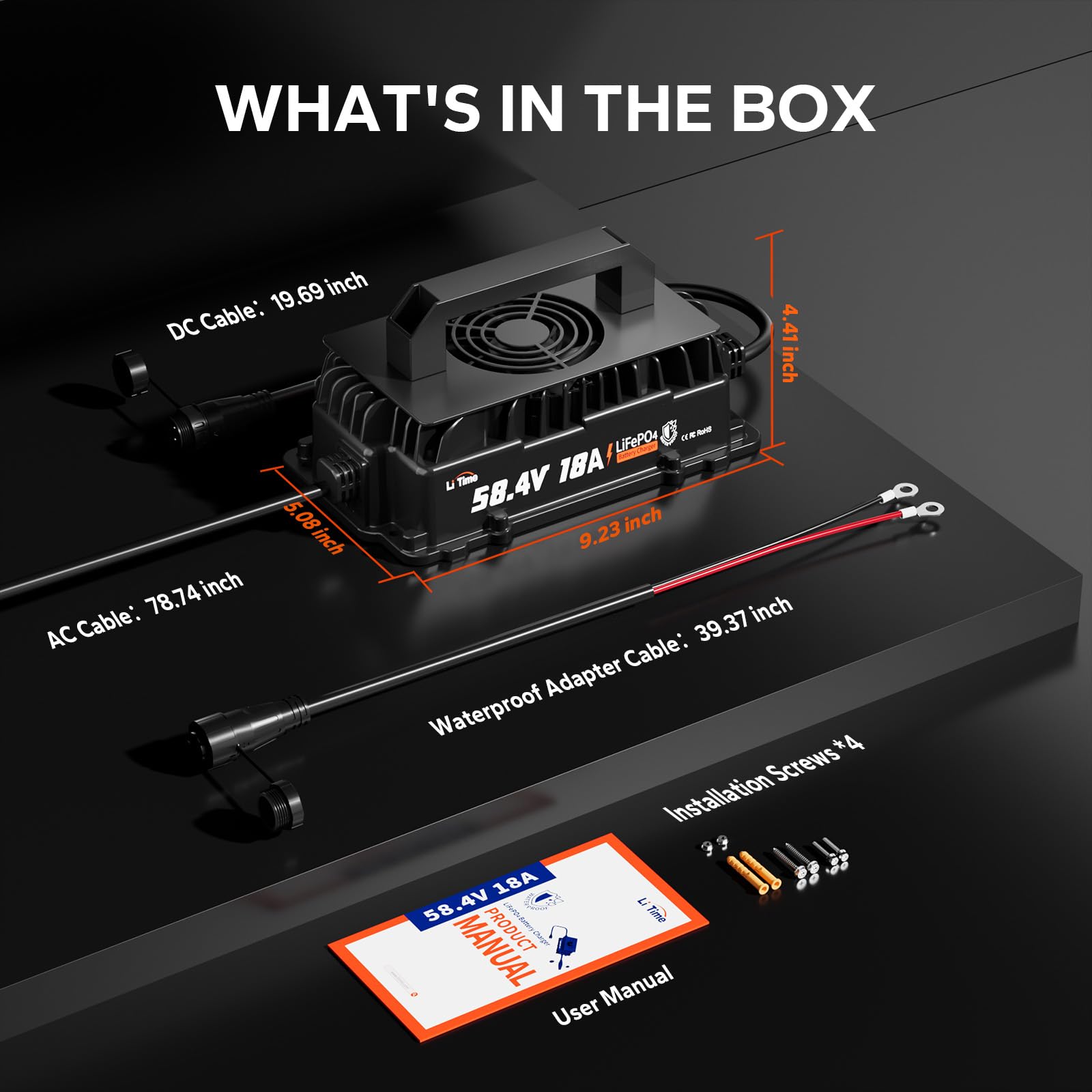 LiTime boxed packaging with spec label visible for model and electrical ratings