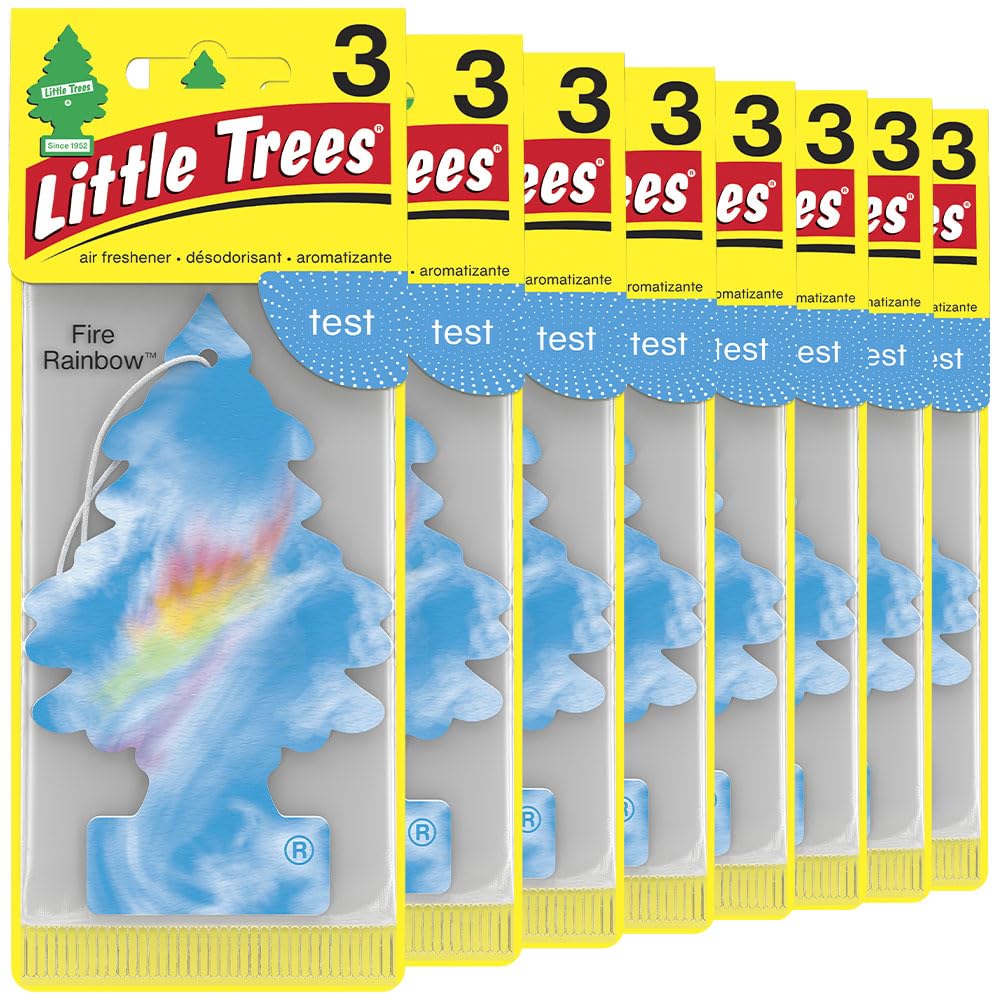 LITTLE TREES front packaging showing vibrant Fire Rainbow scent and value pack