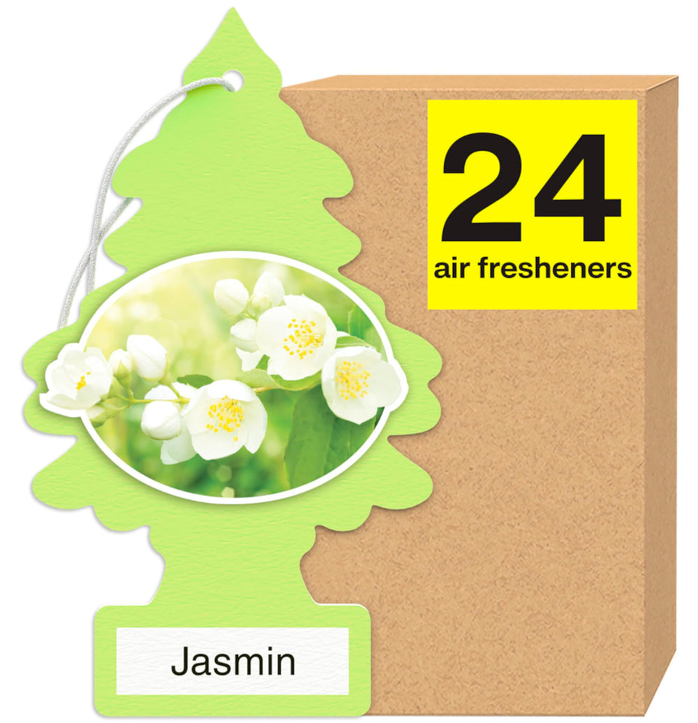 LITTLE TREES front packaging showing 24 jasmine fresheners for supply convenience
