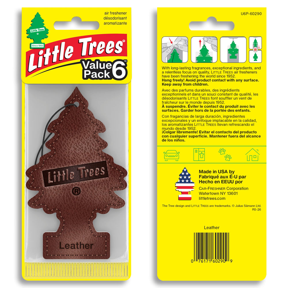 LITTLE TREES close-up of a single Leather hanging tree showing ready-to-use convenience
