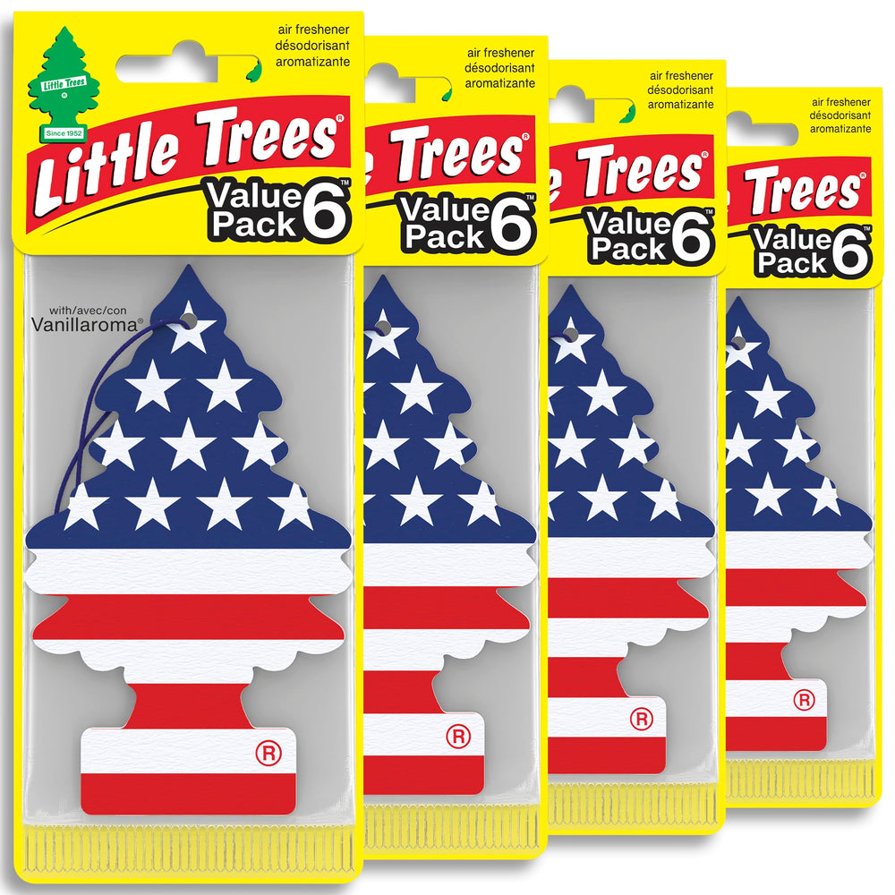 LITTLE TREES front pack displaying Stars and Stripes design and long-lasting freshness