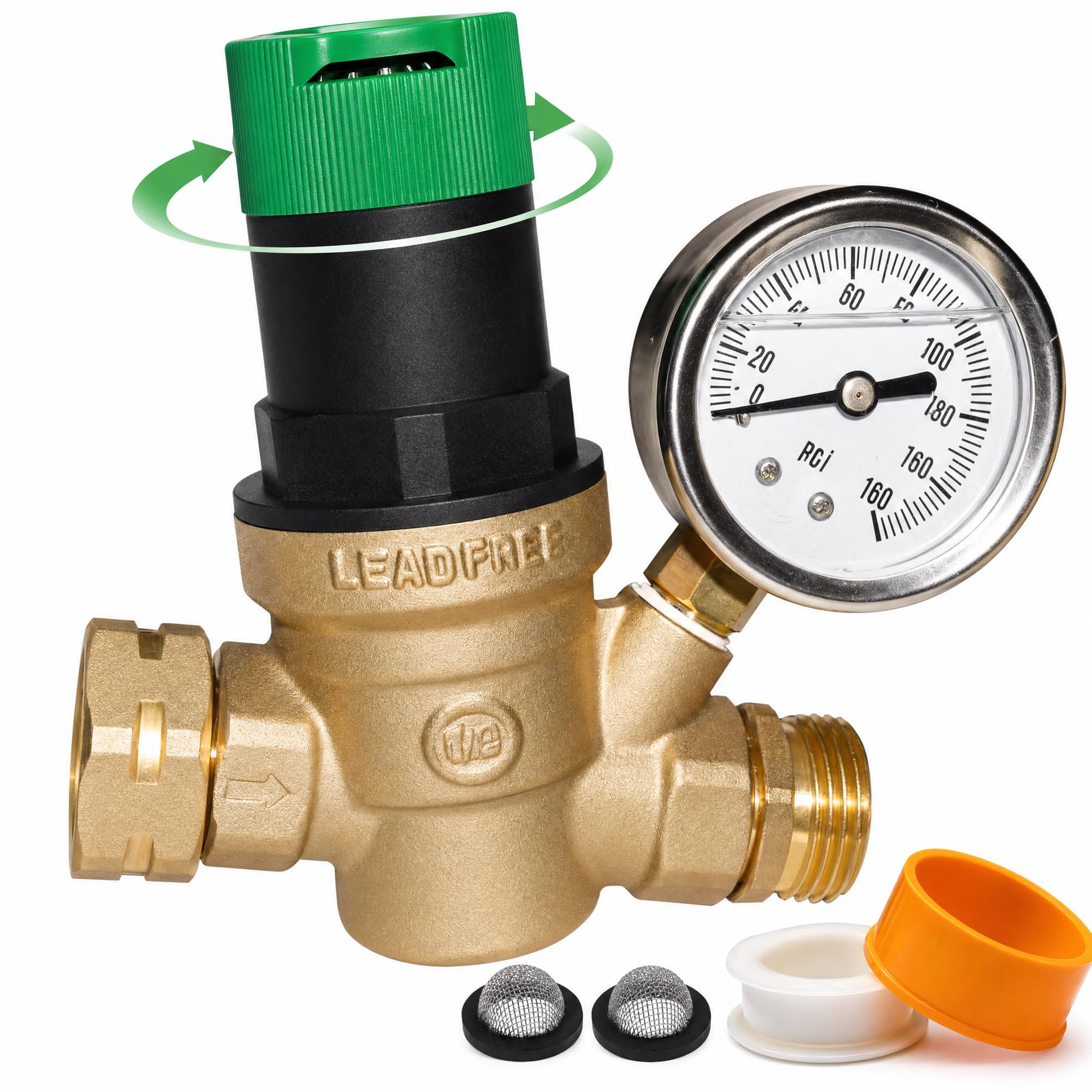 LIULO TOOL front view showing regulator body and 3/4" GHT connection for secure hookup