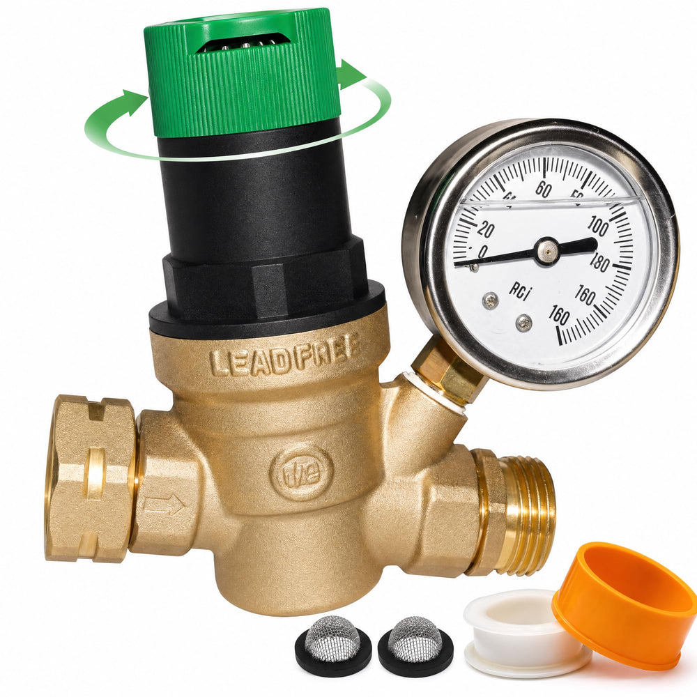 LIULO TOOL front view showing regulator body and 3/4" GHT connection for secure hookup