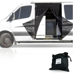 Living in a Bubble front view installed on van side door showing insect protection