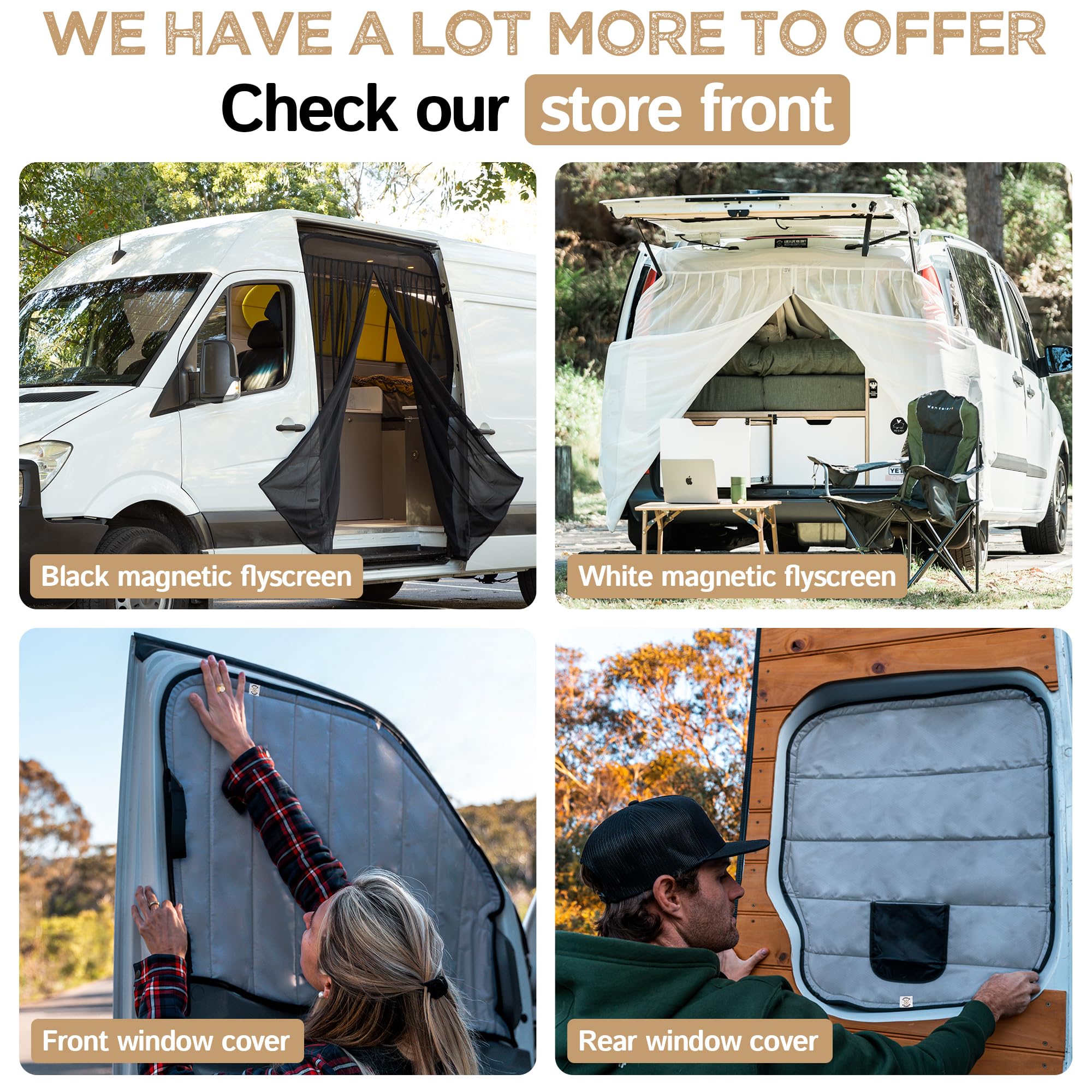Living in a Bubble lifestyle shot at campsite van showing bug-free camping benefit