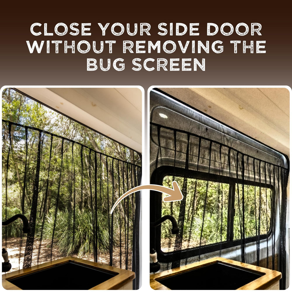 Living in a Bubble magnetic edges sealing to the van door frame for protection