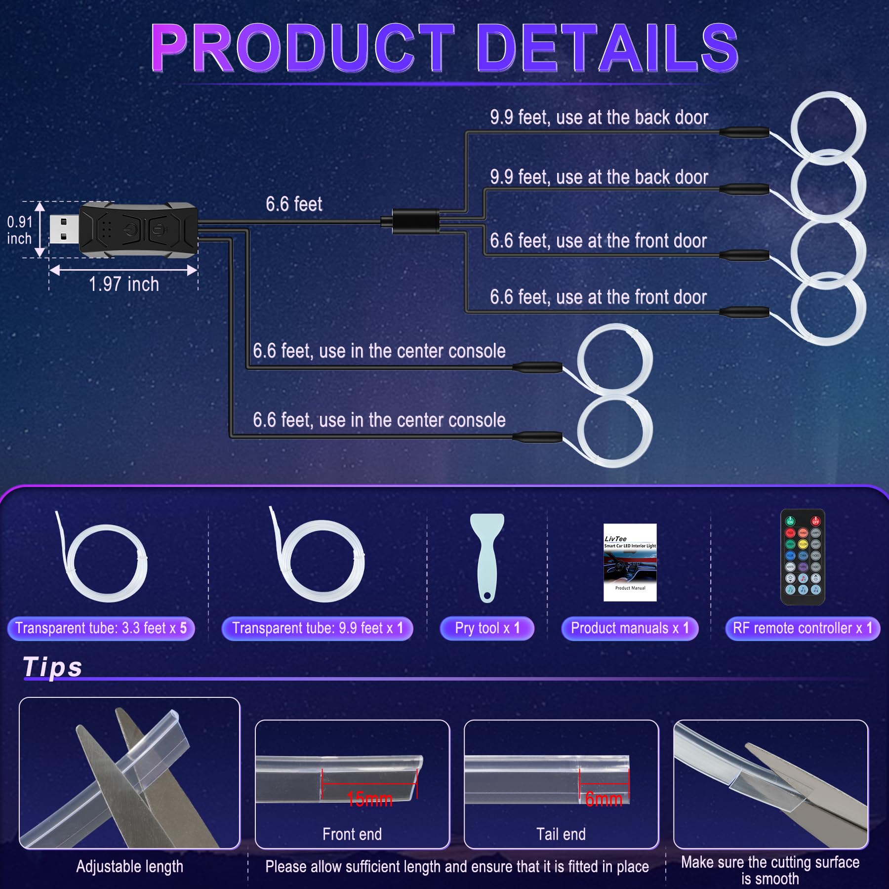 LivTee clear tubing detail illustrating even, soft light guide performance