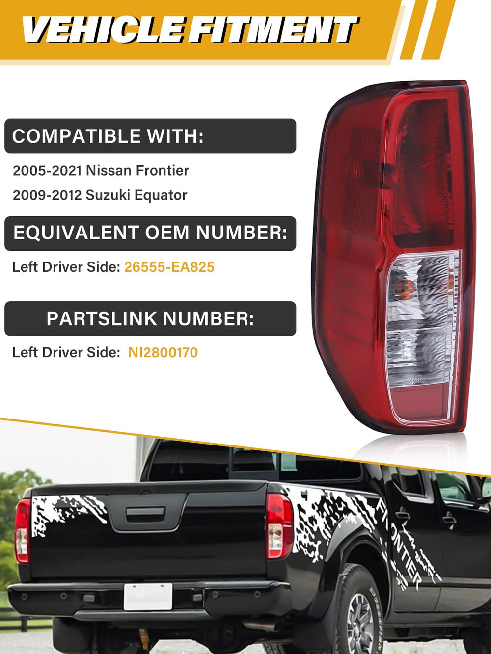 LIWEDFG tail lamp installed on Nissan Frontier rear demonstrating proper fitment