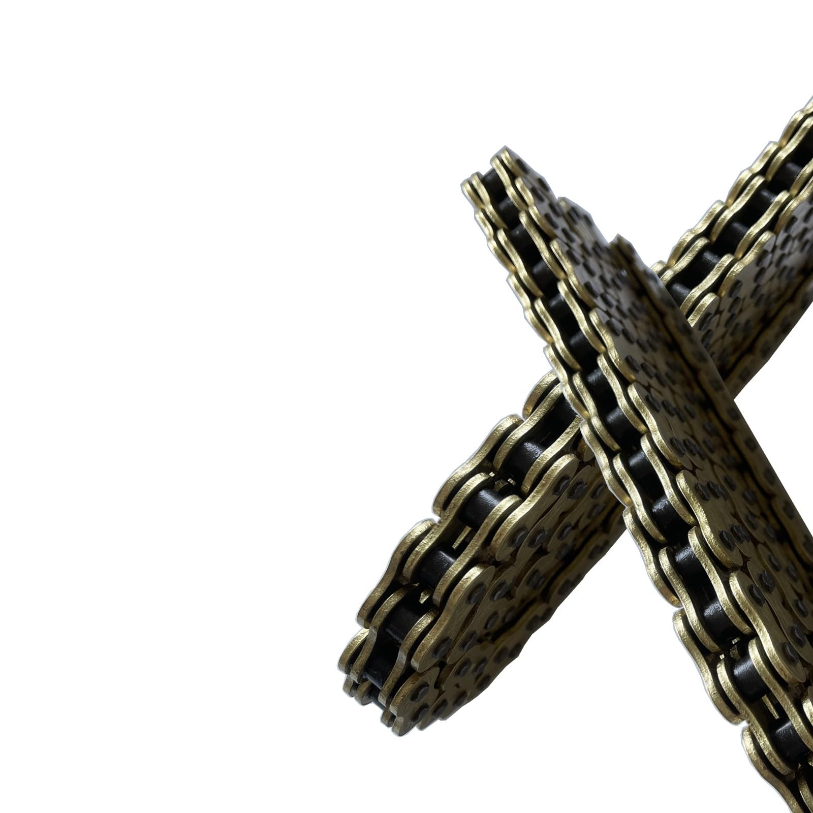 LKSM full 120-link gold 520 chain laid out to show length and even plating advantage