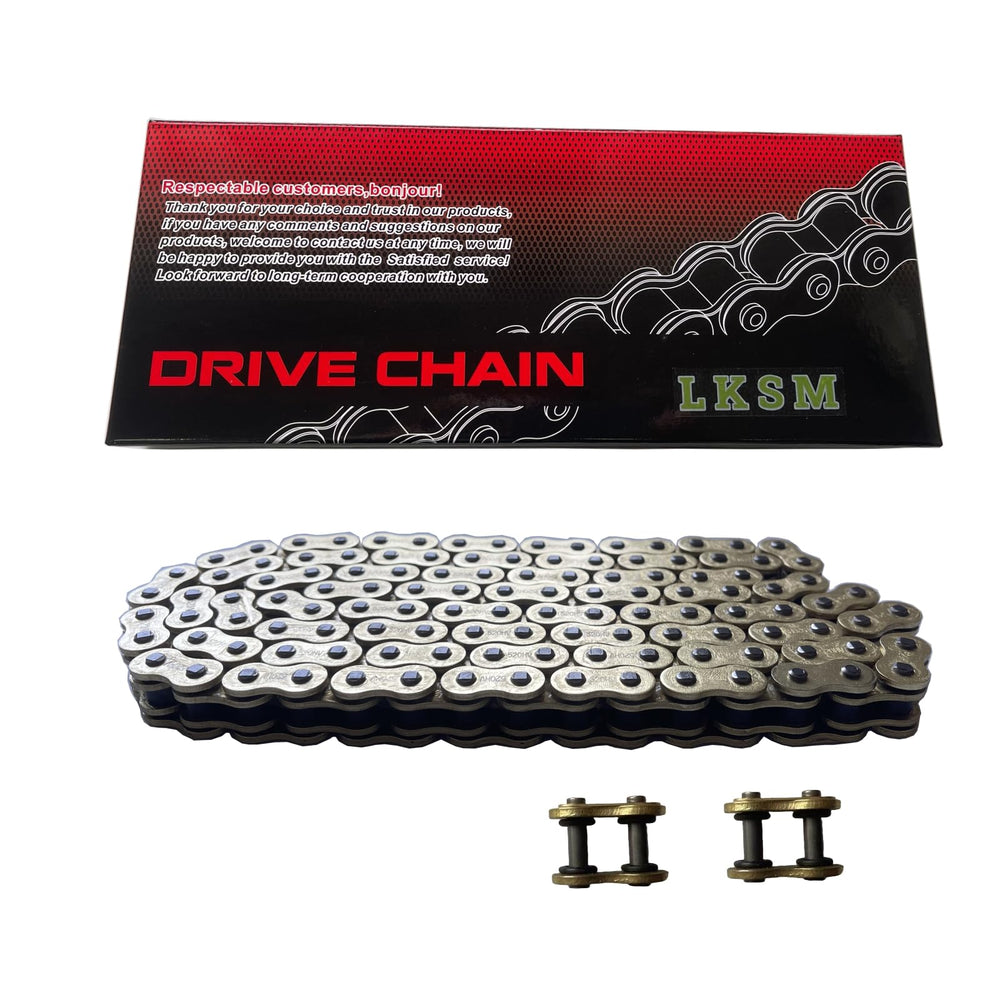LKSM gold chain on urban motorcycle emphasizing premium look and corrosion resistance