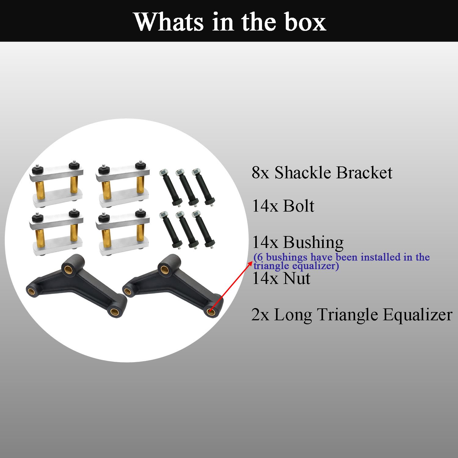 LLANNDER triangle equalizer and brackets arranged to show included parts clearly