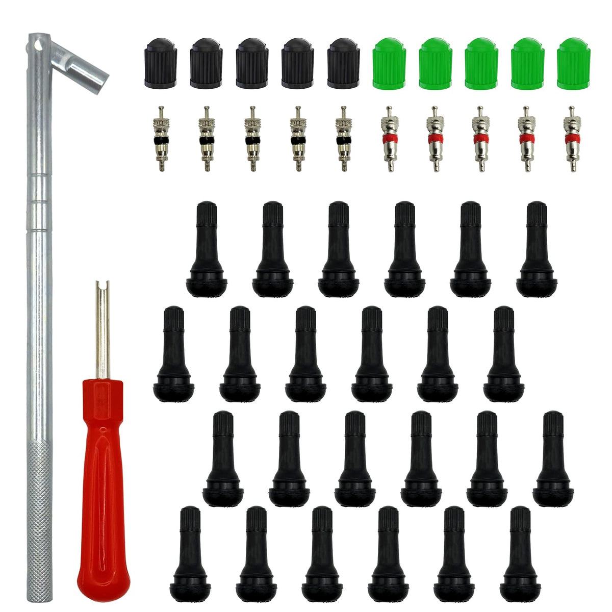 LLAUTOOLS front kit layout showing tools and stems for quick identification and portability