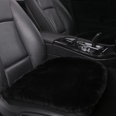 LLB black front seat cushion front view showing plush sheepskin comfort