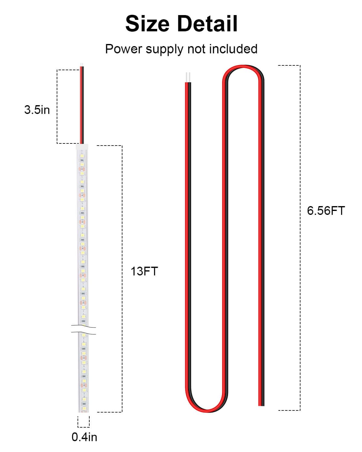 LLTOP strip alongside tape measure showing 13ft scale for accurate sizing benefit
