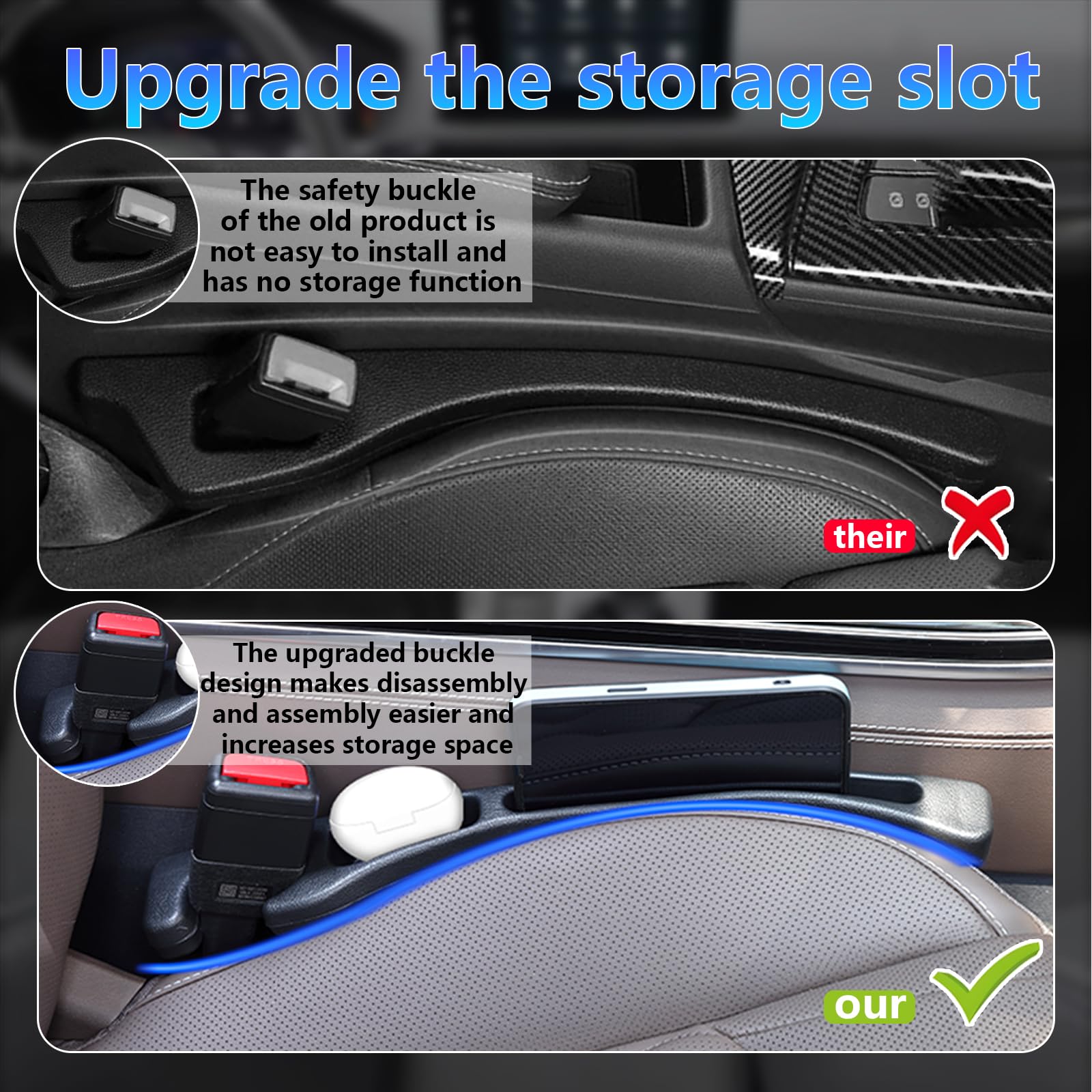 LLXGAB close-up of dual storage slots holding phone and wallet for quick access