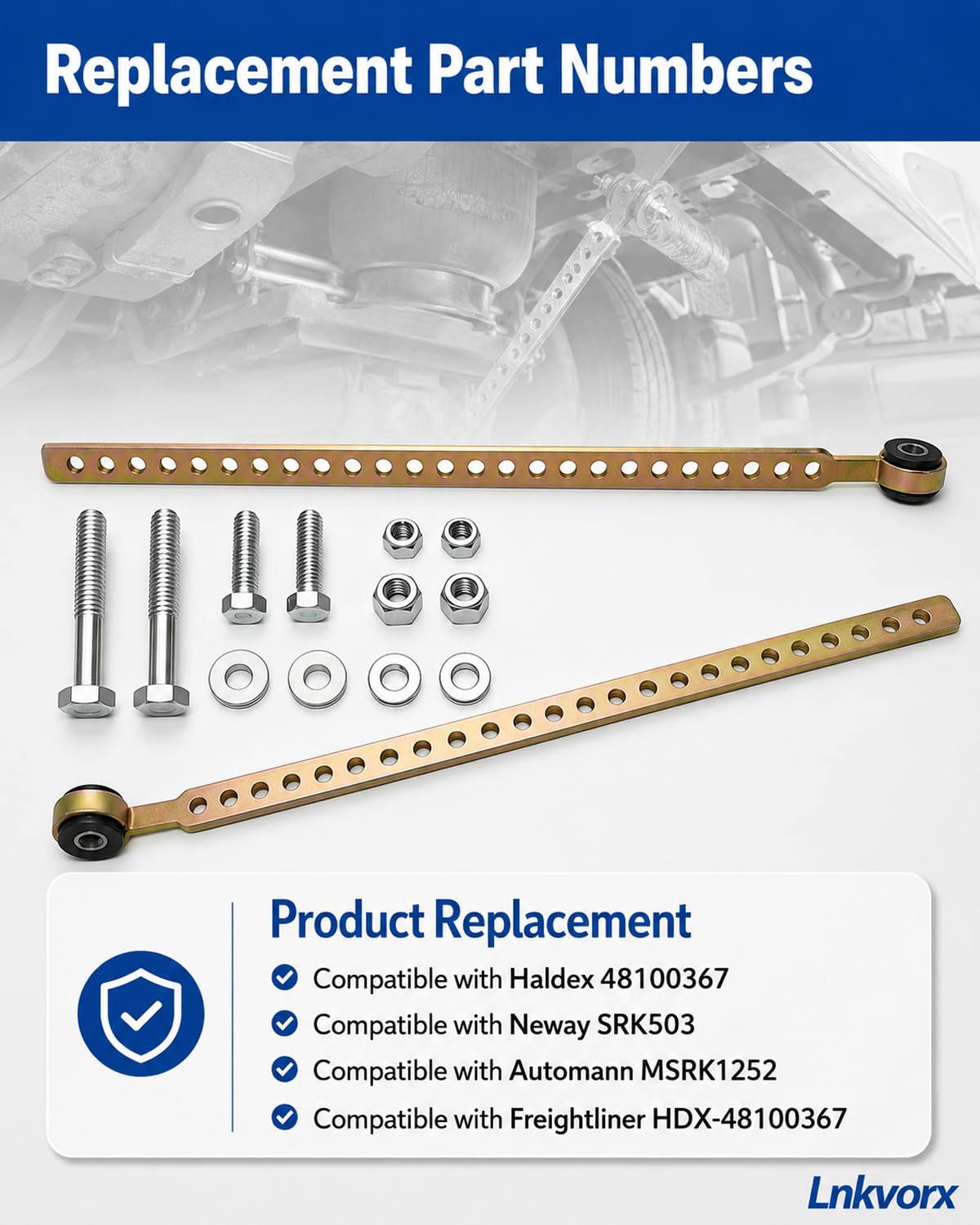 Lnkvorx laid-out hardware kit showing included fasteners for quick installation benefit
