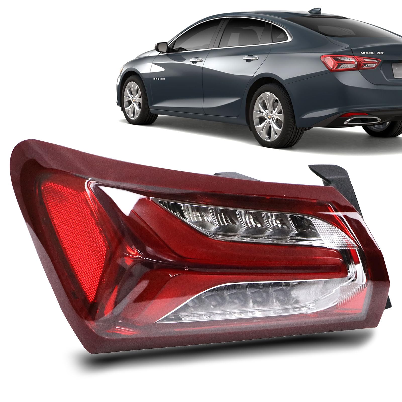 Lochnchn front view of tail light showing bright LED pattern and improved visibility