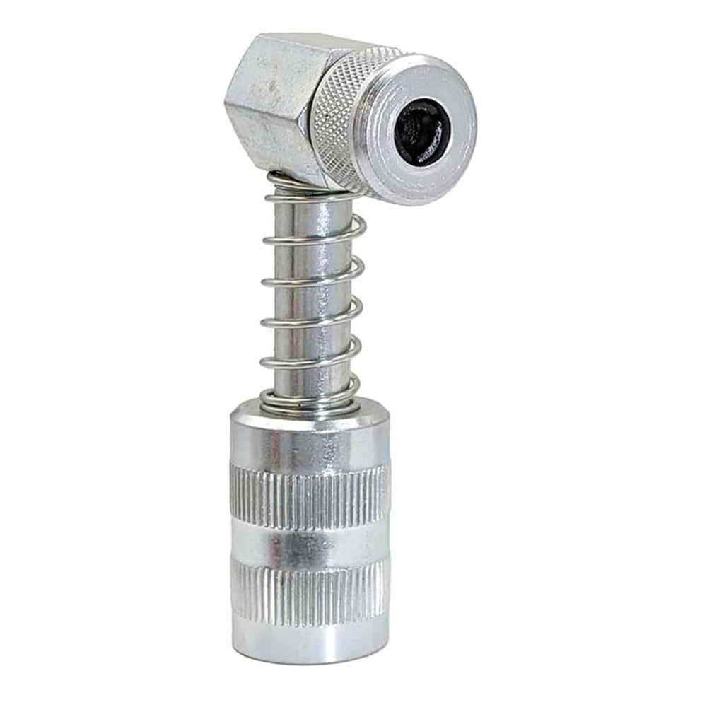 LockNLube front view showing right-angle adapter, clear access benefit