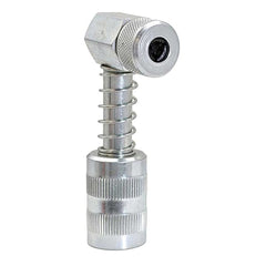 LockNLube front view showing right-angle adapter, clear access benefit
