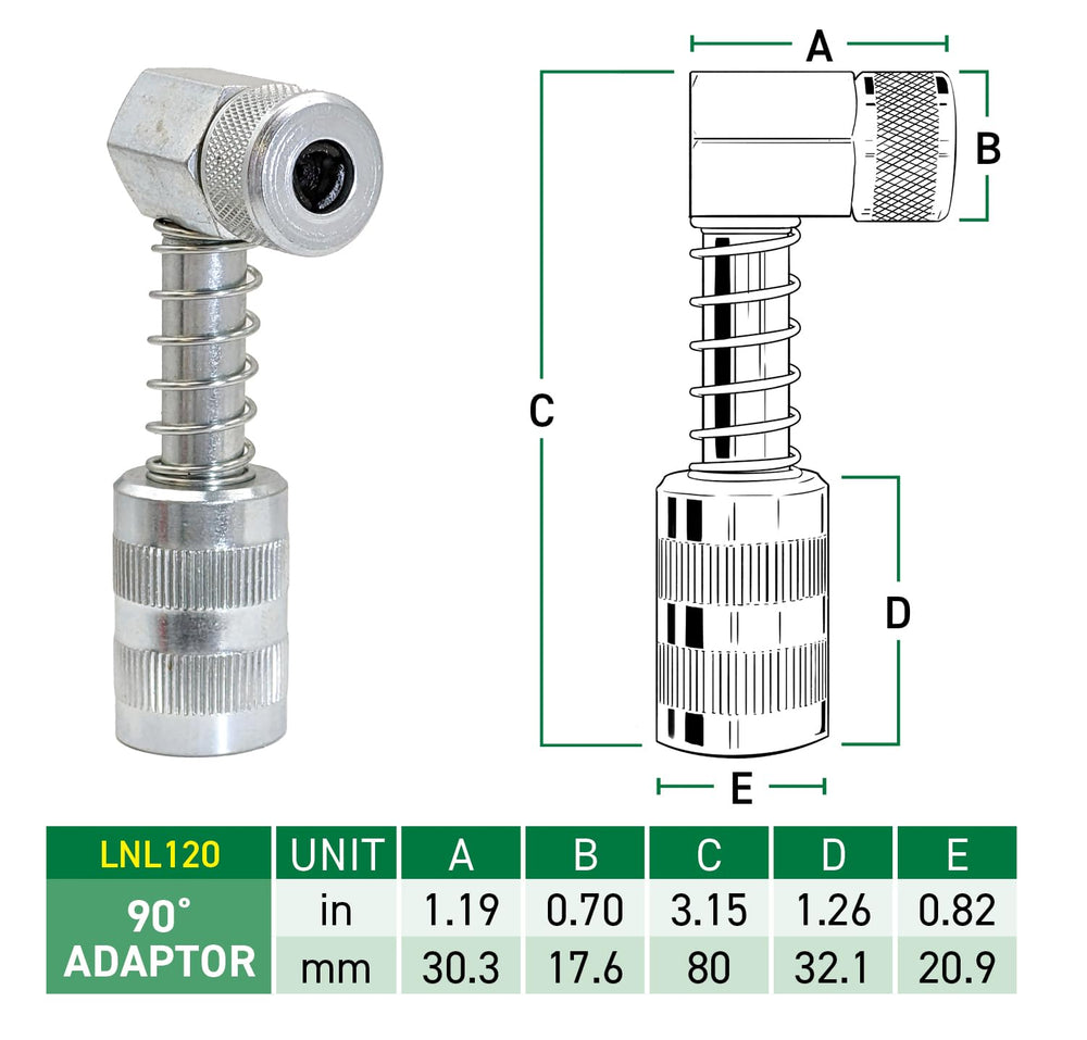 LockNLube adapter attached in engine bay, reaches tight fittings benefit