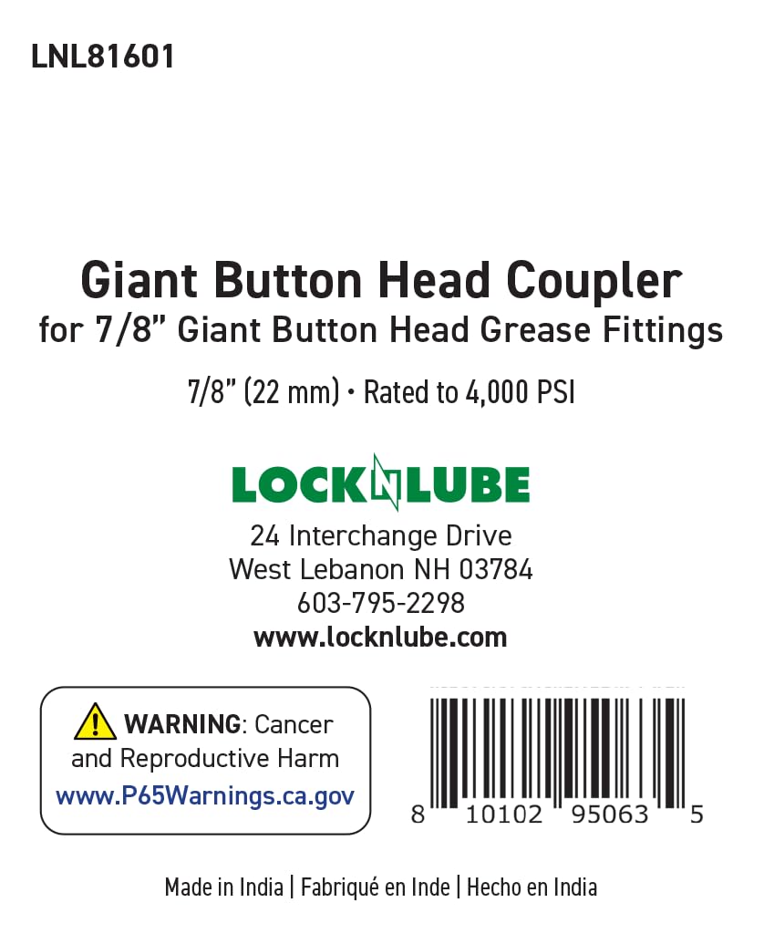 LockNLube coupler in use on tractor grease point enabling high‑volume lubrication