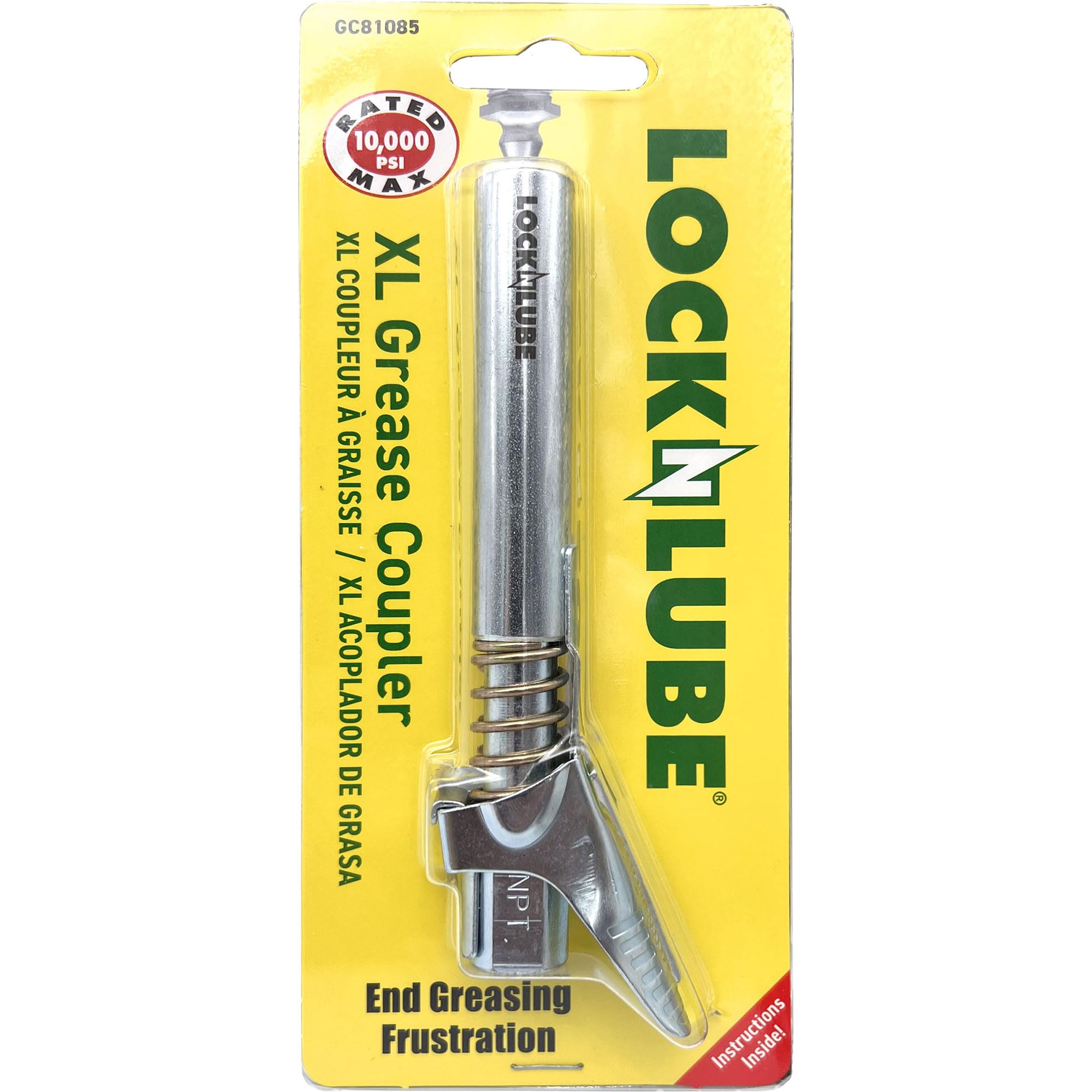 LockNLube front view showing durable locking coupler and robust construction