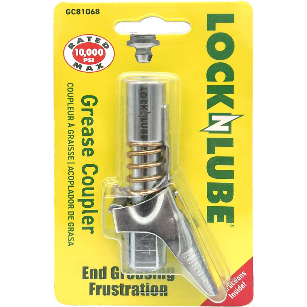 LockNLube front view of coupler showing universal 1/8" NPT for reliable fit