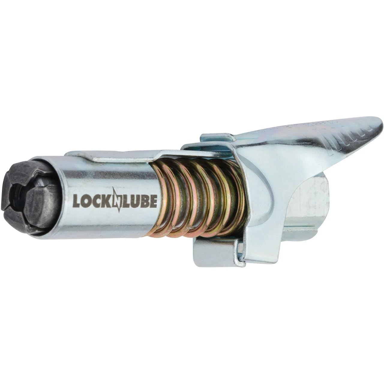 LockNLube in use on a Zerk fitting showing quick one-handed operation