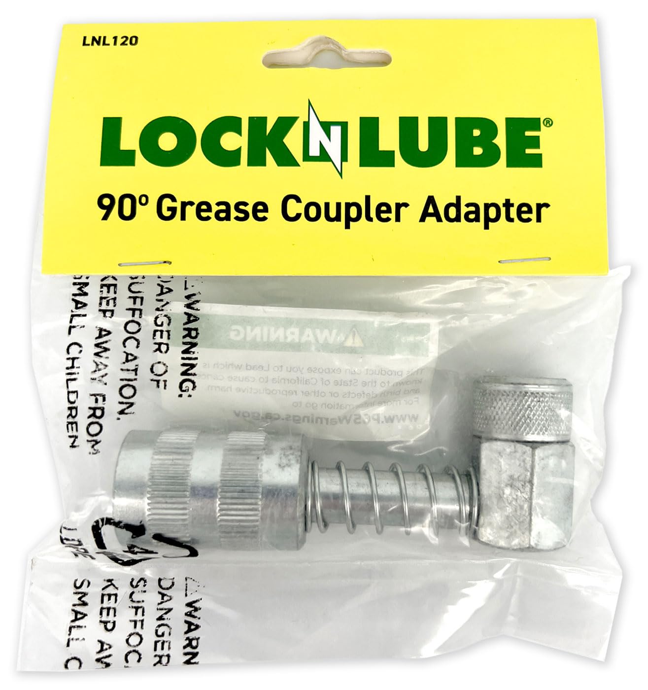 LockNLube packaged adapter with label, ready-for-shop convenience benefit