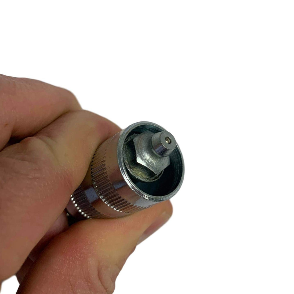 LockNLube spring-loaded collar detail, secure quick-release benefit