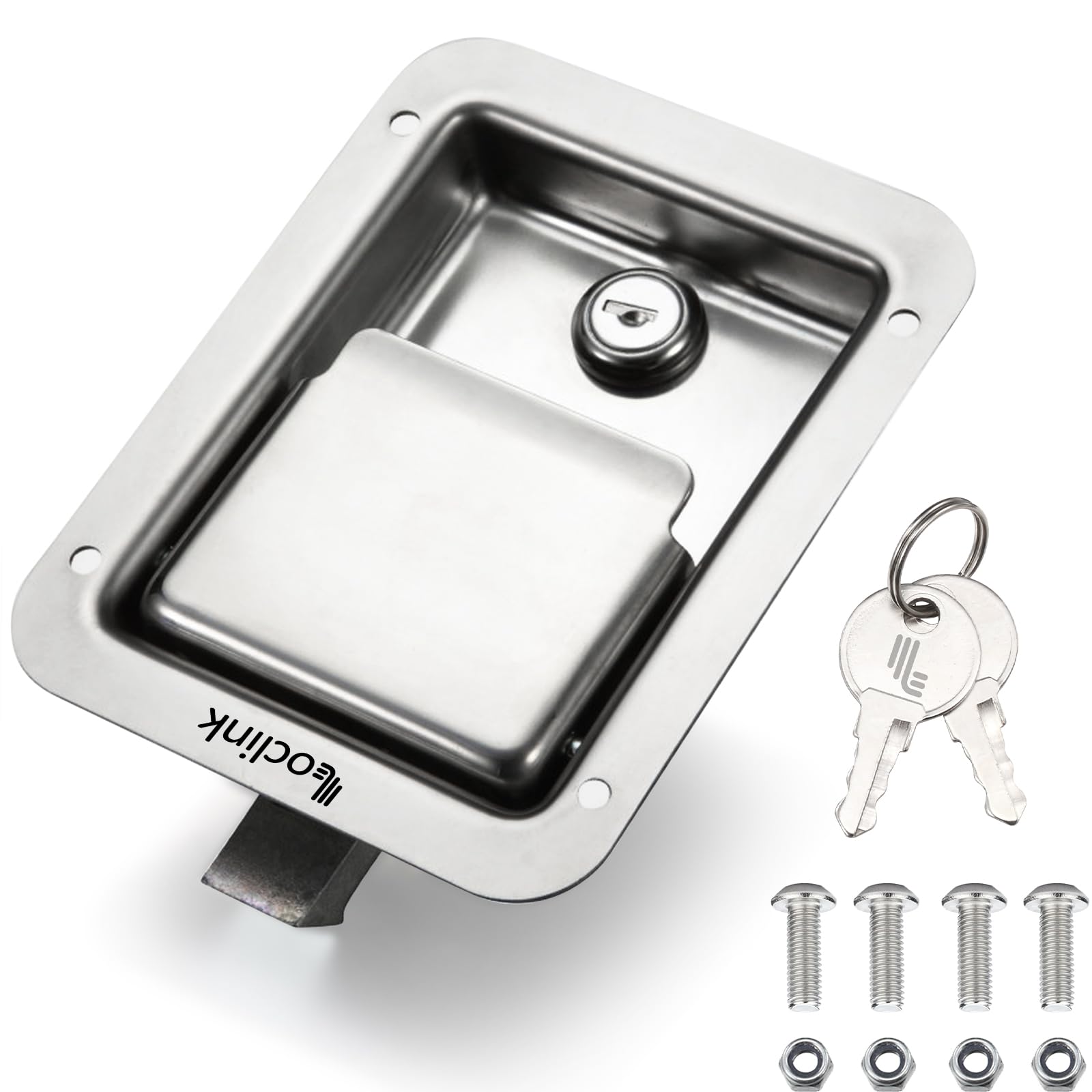 Loclink paddle latch front view showing polished face and secure look