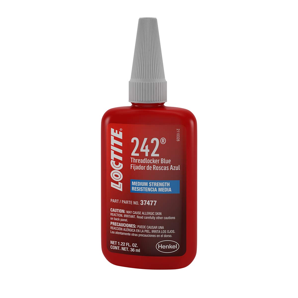 Loctite 242 front label showing product name and volume for quick identification and trust