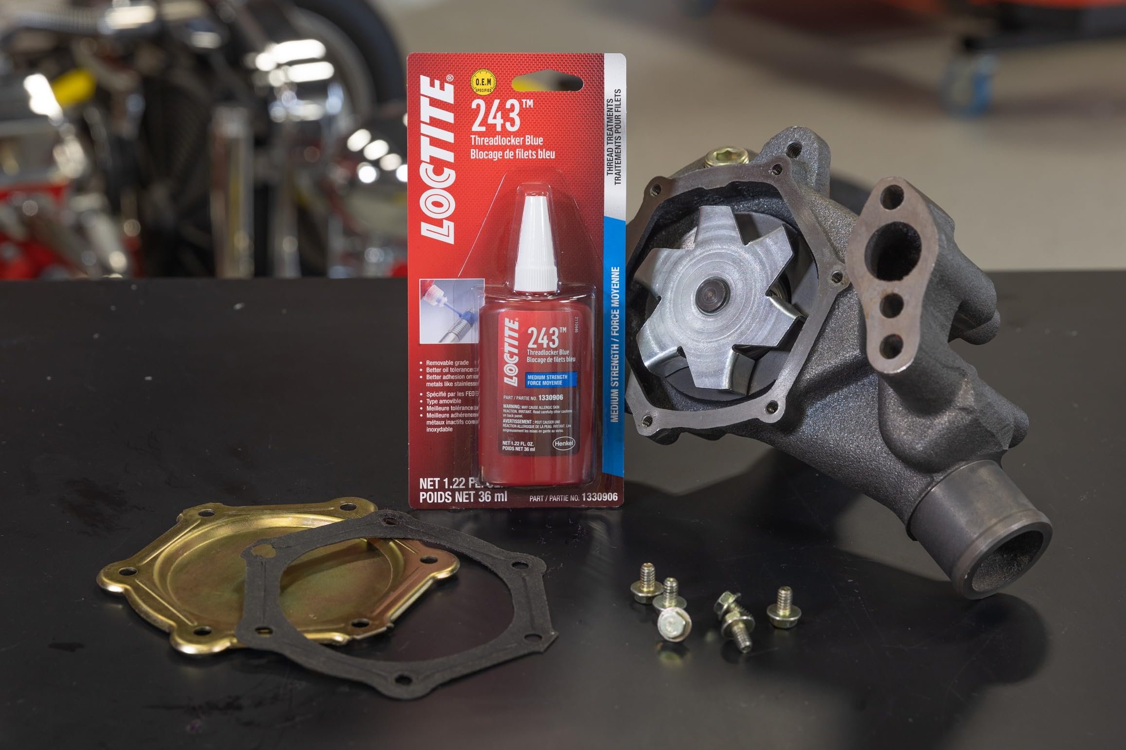 Loctite 243 fluid close-up texture showing smooth adhesive flow