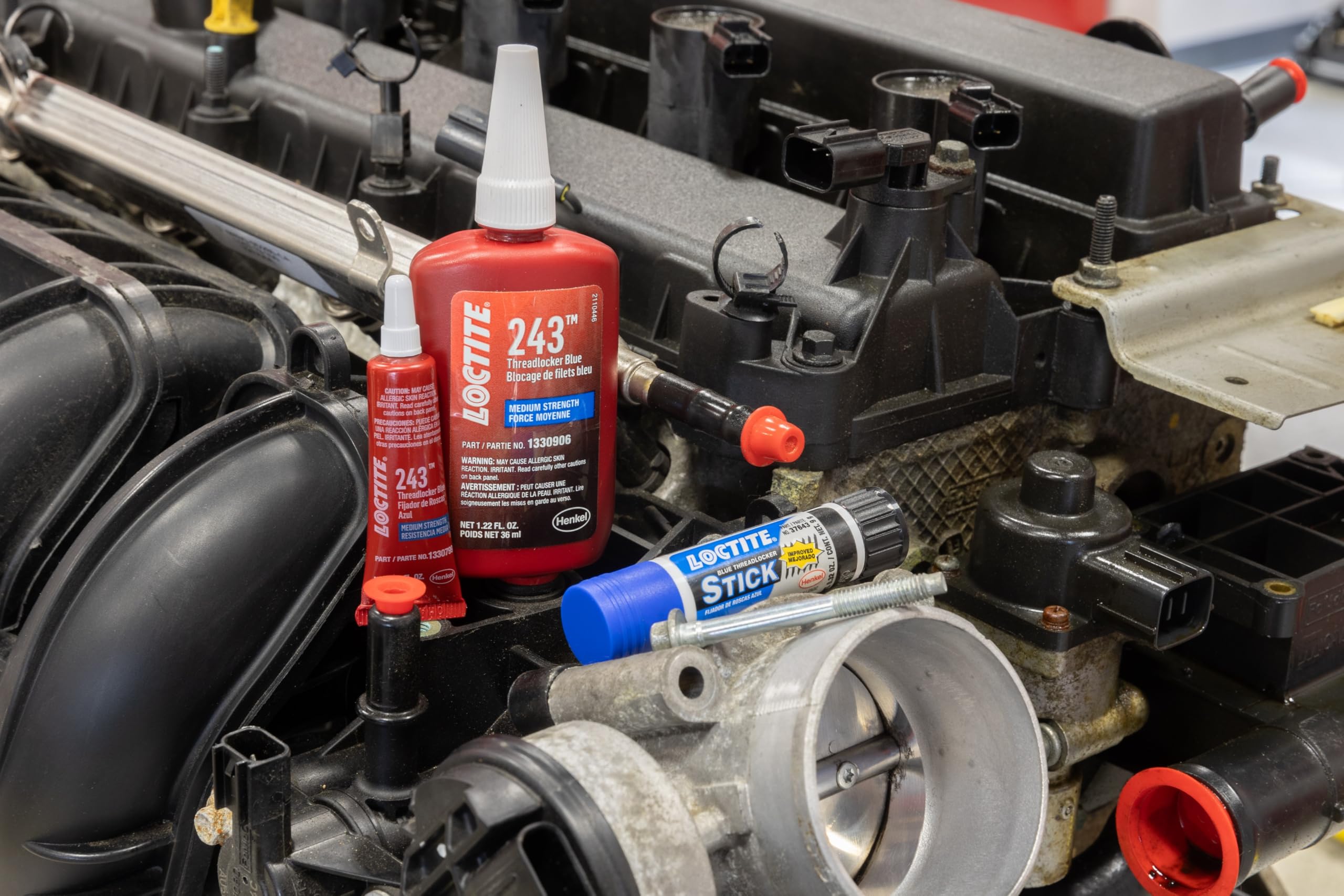 Loctite 243 used on engine components demonstrating vibration resistance