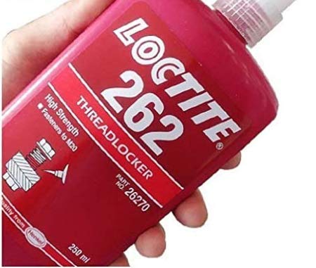 Loctite 262 bottle front label showing product and durable metal fastening benefit