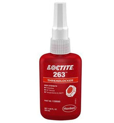 Loctite 263 front packaging showing 50ml bottle and clear red adhesive visibility