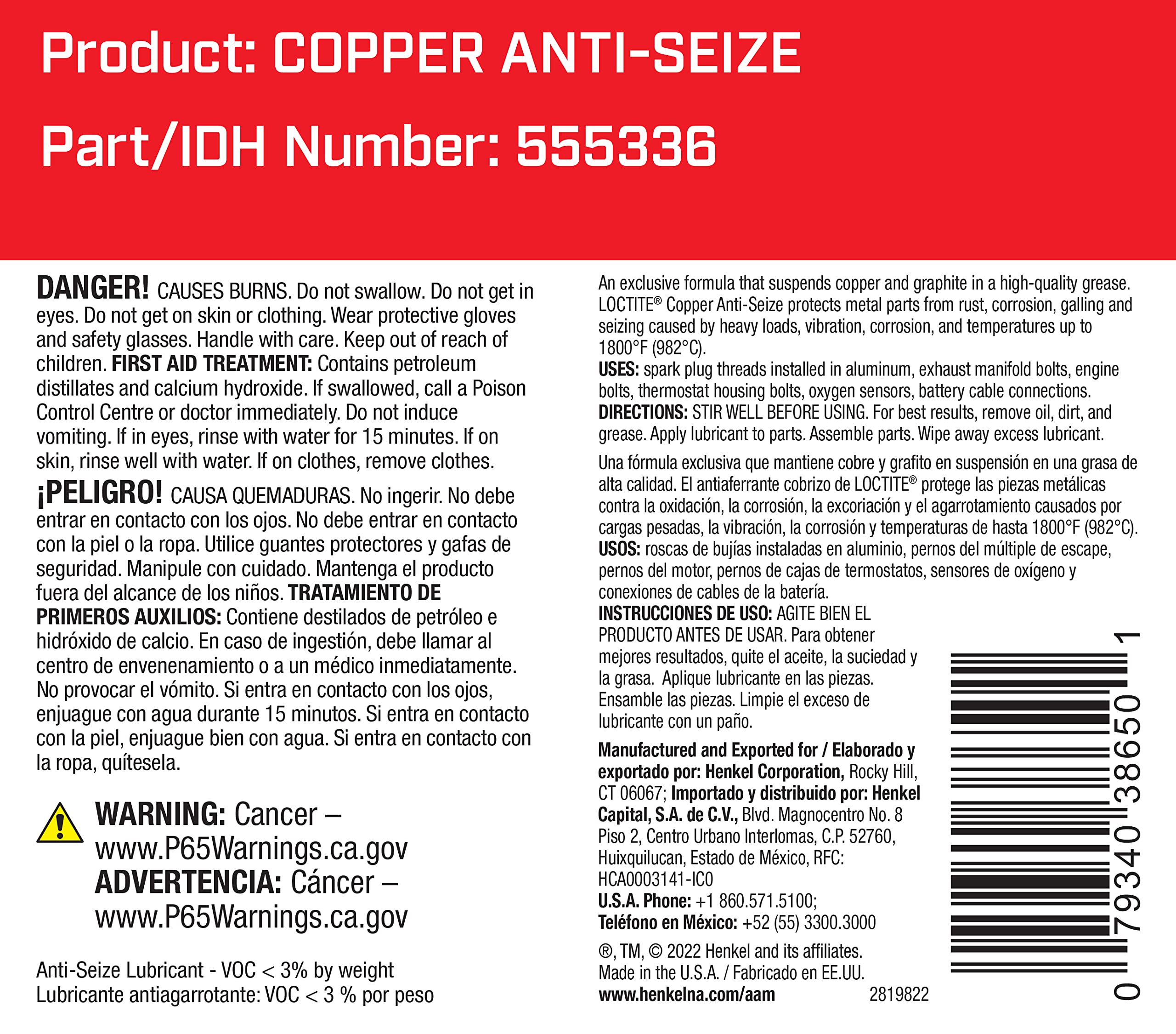Loctite 38650 copper paste close-up texture demonstrating high-temperature protection