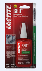 Loctite 680 front tube packaging showing label and volume, aids easy identification