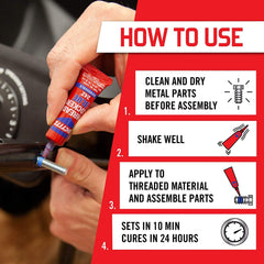 Loctite drop applied to a bolt demonstrating ease of use